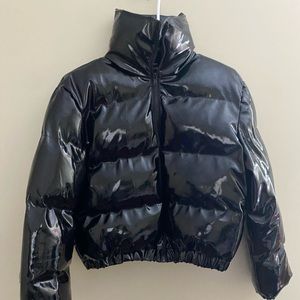 Black Vinyl Puffer Jacket